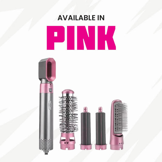 5 in 1 Multi Hair Styler Dryer with Curl Straight & Volume Styling (Pink)
