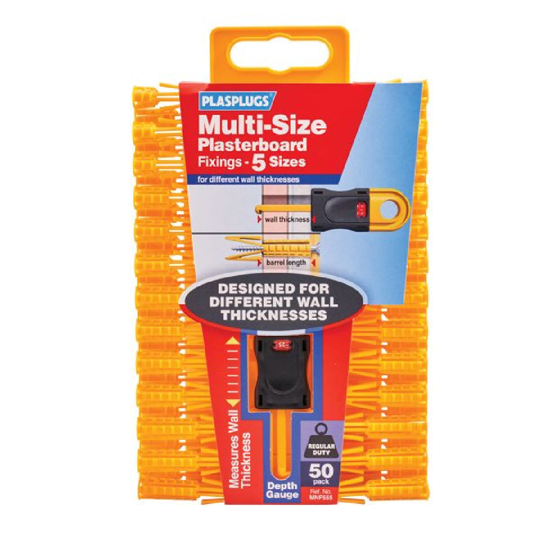 Plasplugs Multi-Size Plasterboard Fixings (Pack of 50)