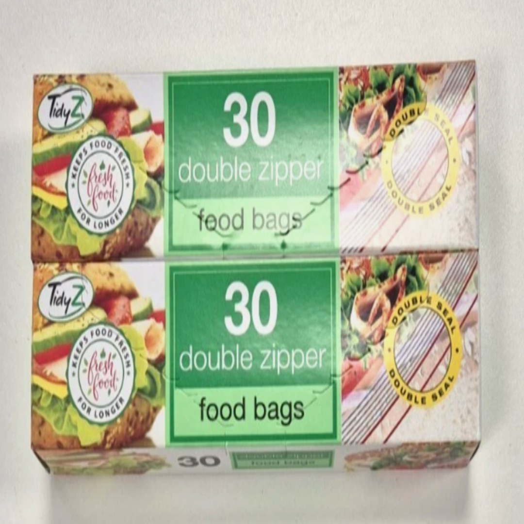 30 Double Zipper/Press & Seal Food Bags