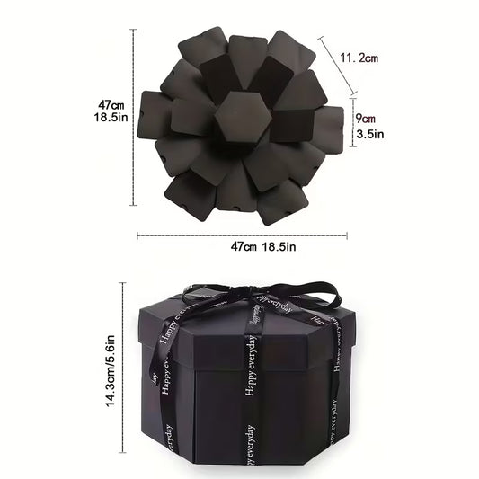 19pcs Hexagonal Explosion Craft Album Box, Surprise Birthday Gift Box (No Accessories)