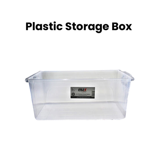 Clear Plastic Rectangle Storage Box with Lid and Latch 20 Litre 47 x 30 x 20 cm