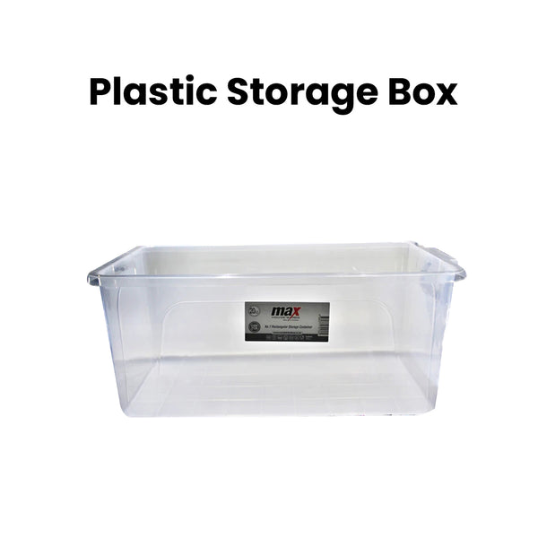 Clear Plastic Rectangle Storage Box with Lid and Latch 20 Litre 47 x 30 x 20 cm