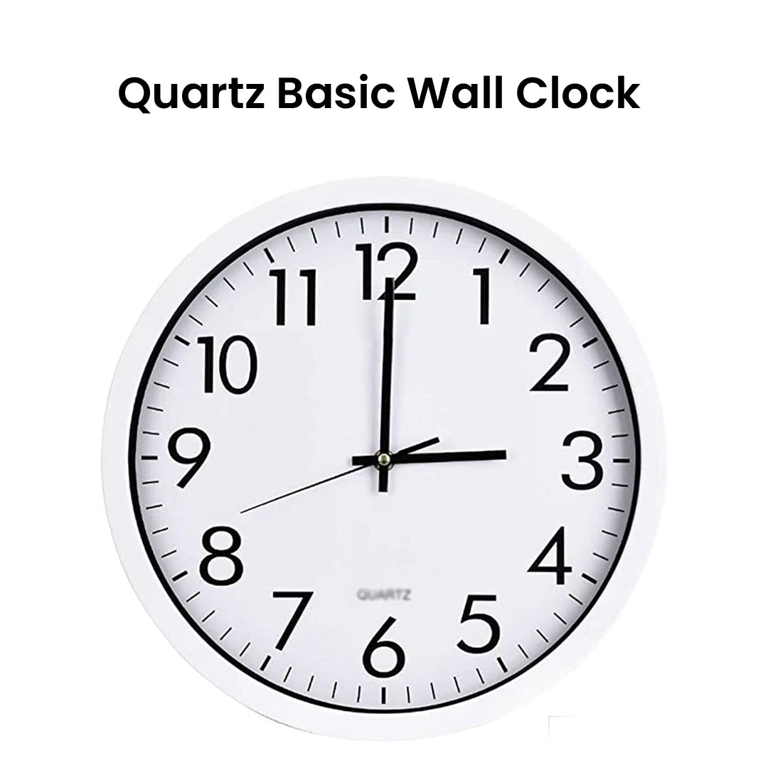 Quartz Basic Wall Clock Round Vintage Analogue  30 cm White