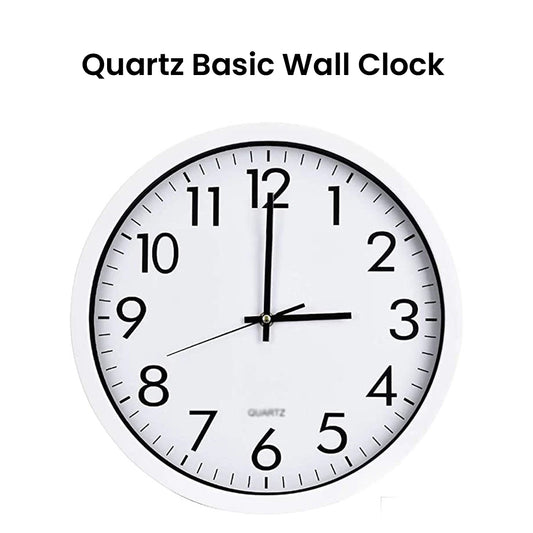 Quartz Basic Wall Clock Round Vintage Analogue  30 cm White