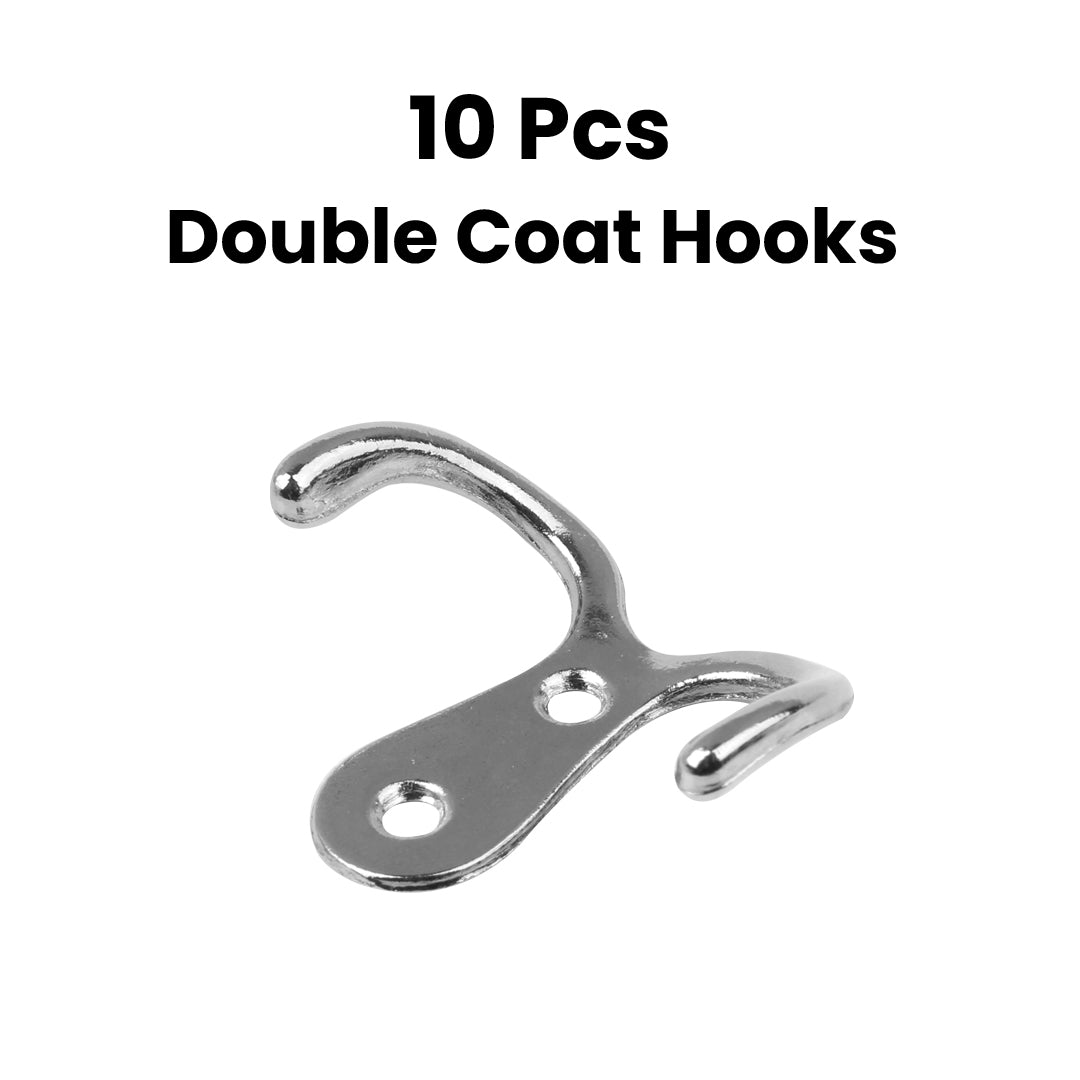 10 Pcs Double Coat Hooks Metal Screws