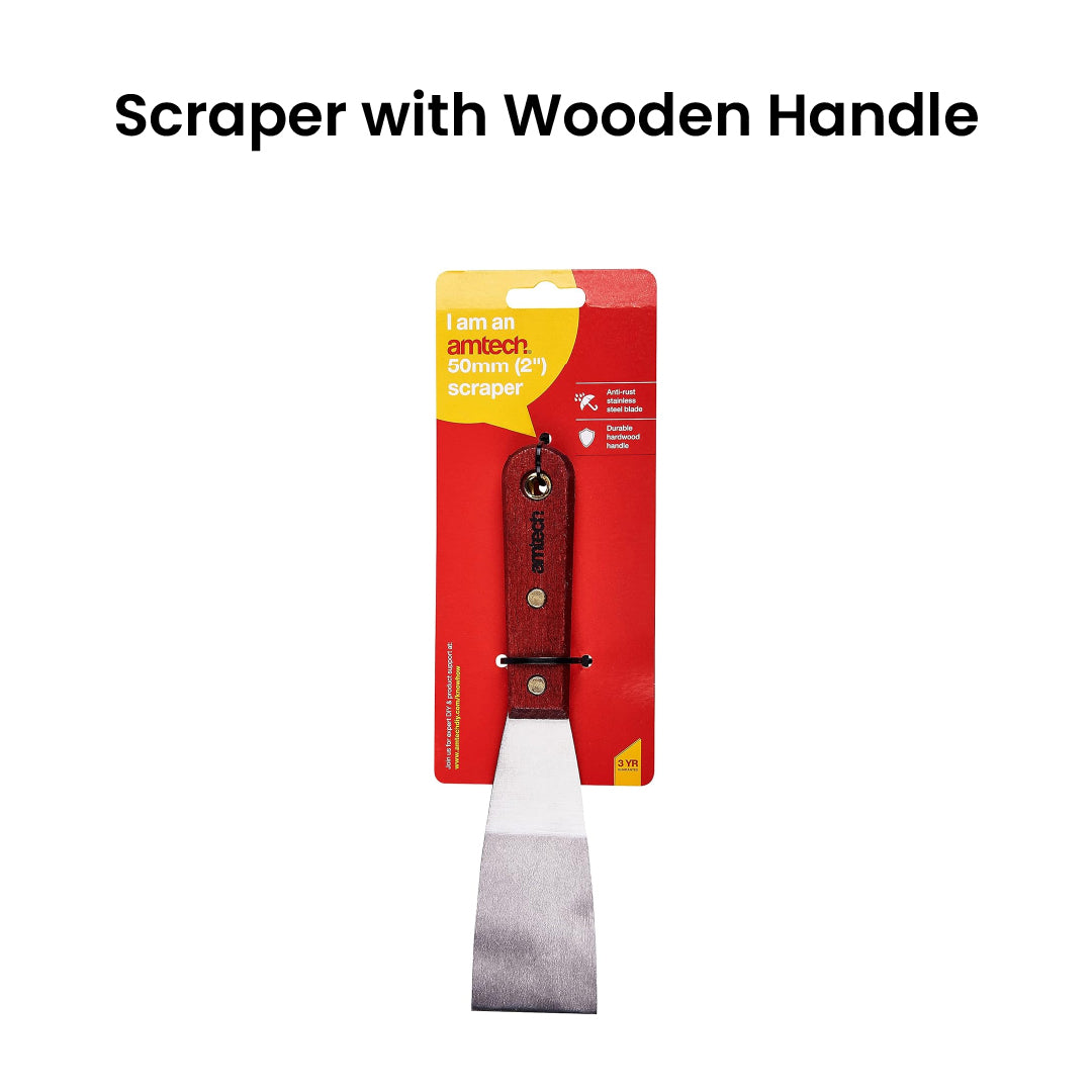Amtech G0750 Scraper with Wooden Handle 50mm
