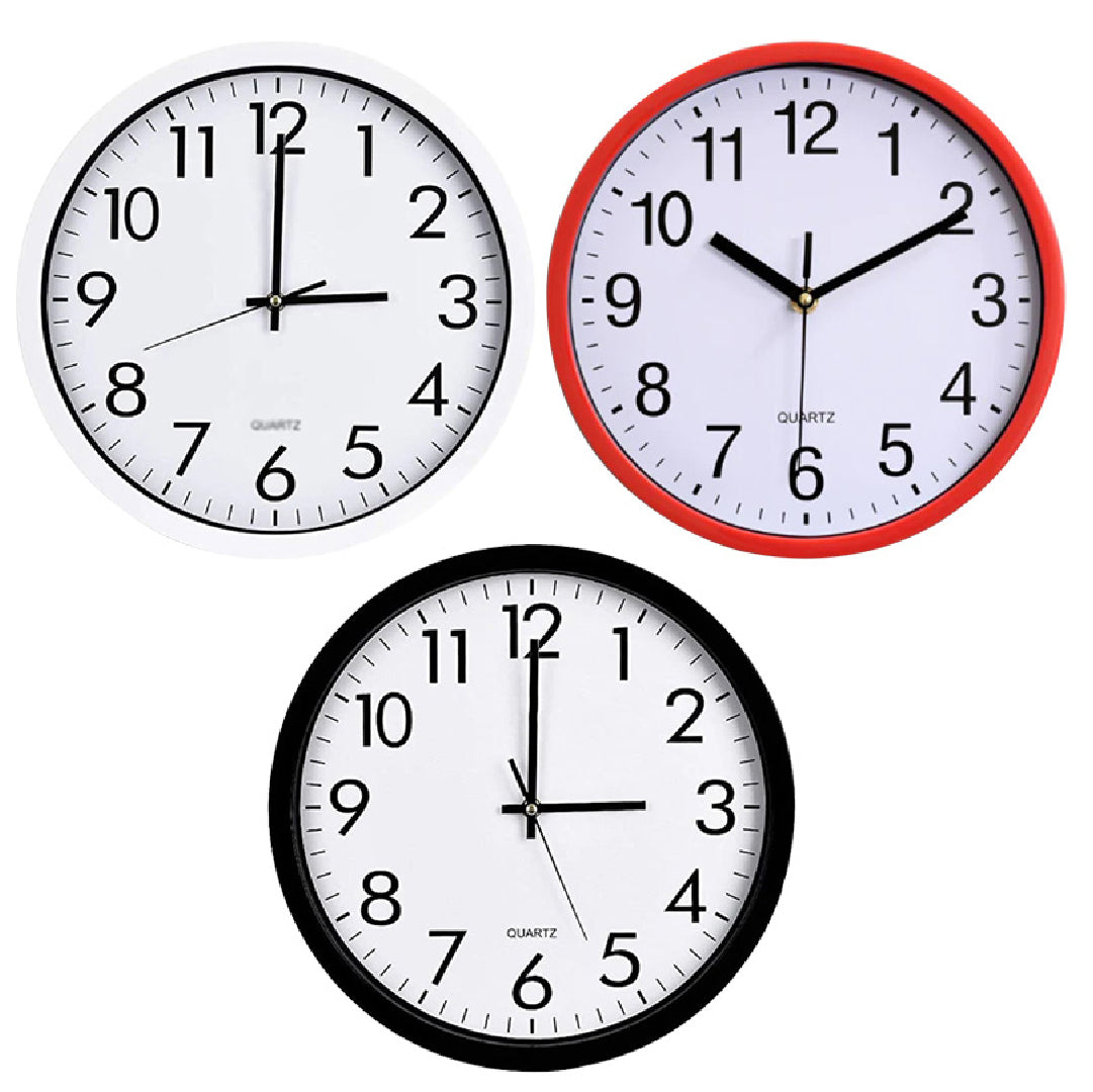 Quartz Basic Wall Clock Round Vintage Analogue  30 cm White