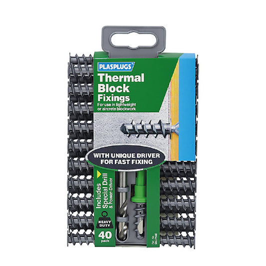 Plasplugs Plastic Thermal block fixing Pack of 40