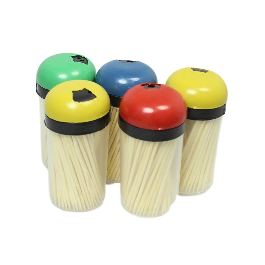5PCS Plastic Toothpick Holder with Bamboo Toothpicks