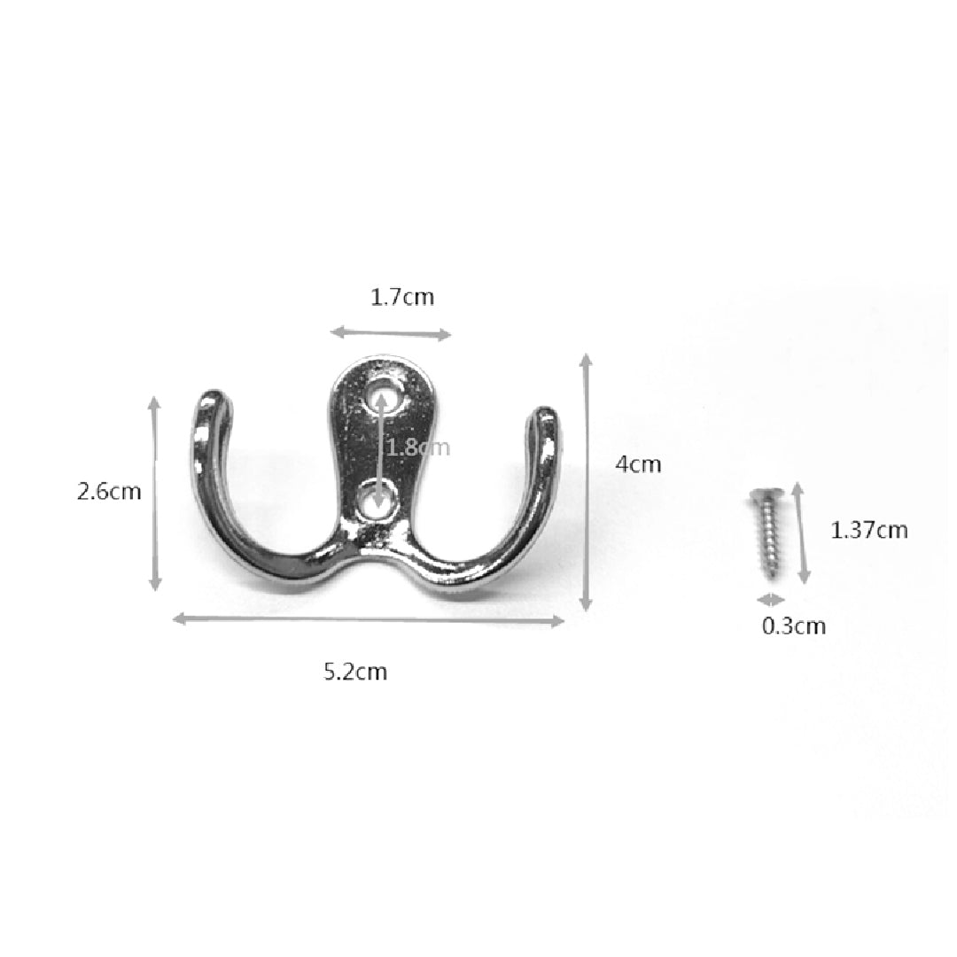 10 Pcs Double Coat Hooks Metal Screws
