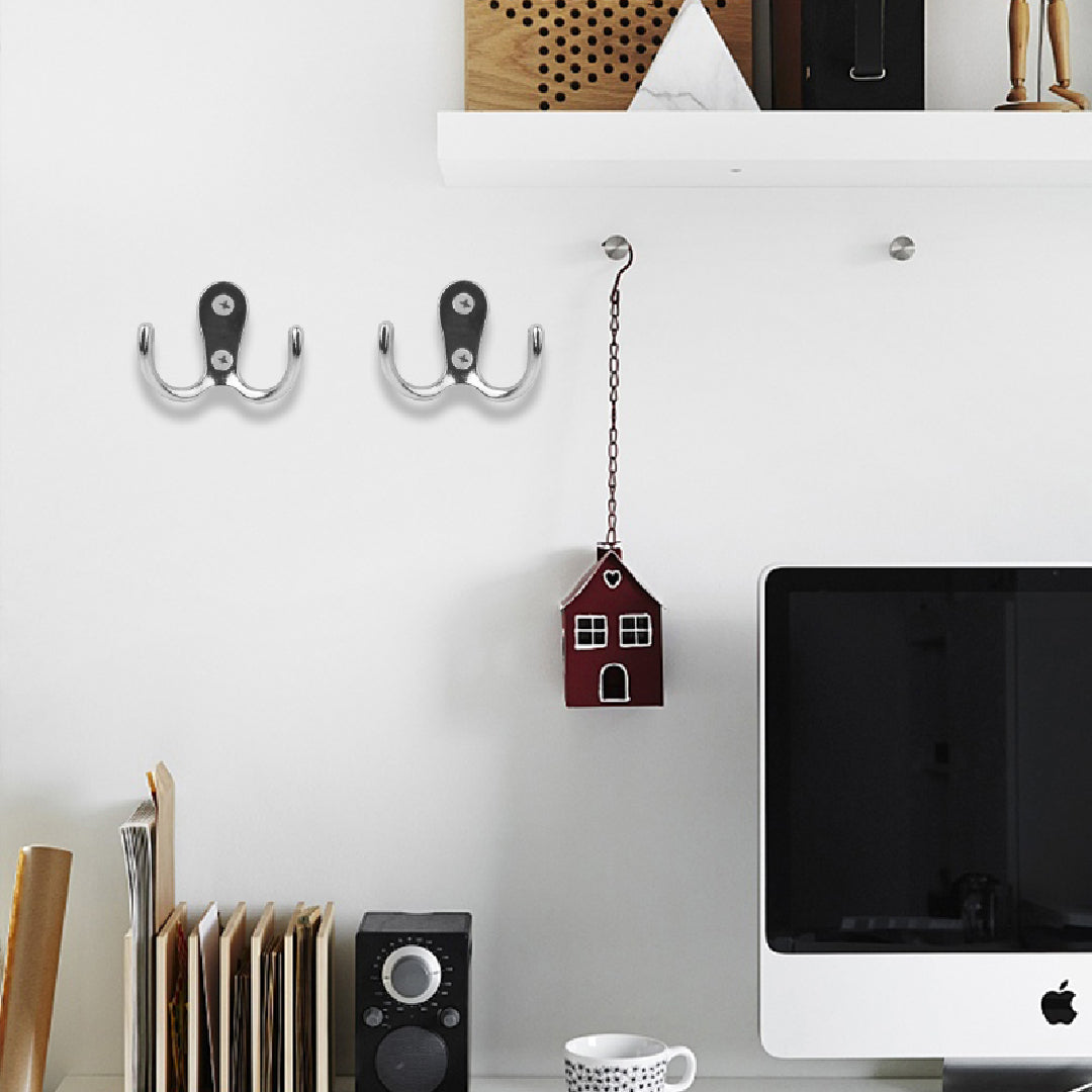 10 Pcs Double Coat Hooks Metal Screws