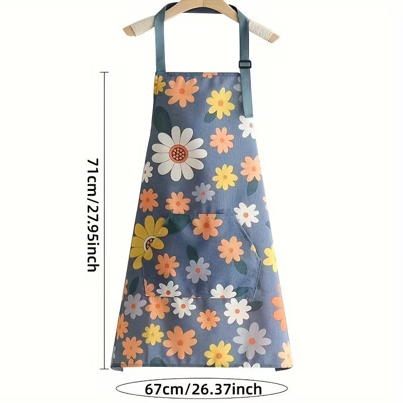 Adjustable Floral & Heart Print Apron