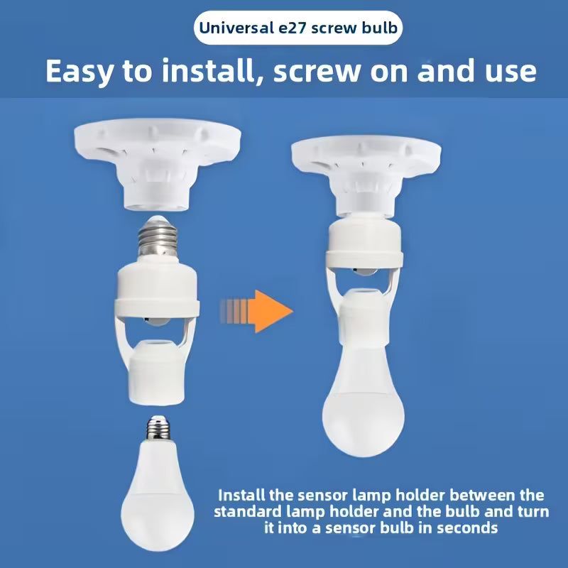 Motion Sensor Socket with Infrared Sensor & Adjustable Switch - E27 Bulb Base