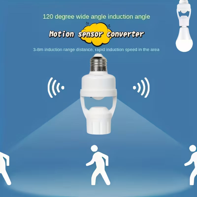 Motion Sensor Socket with Infrared Sensor & Adjustable Switch - E27 Bulb Base