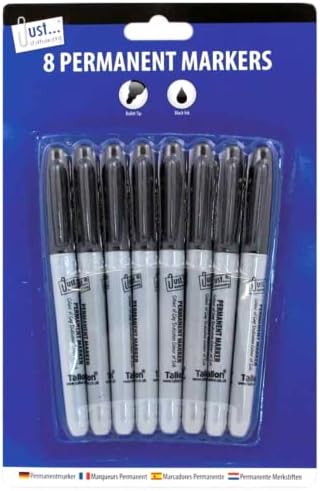 8PK Permanent Marker Pens Black Bullet Tip School Office Work Stationery Label