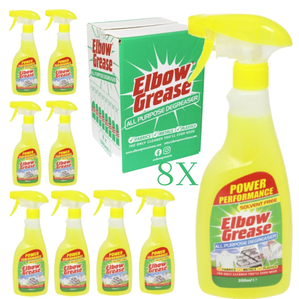 8x Elbow Grease Spray 500ml All Purpose Degreaser Fabrics, Metal, Plastics UK