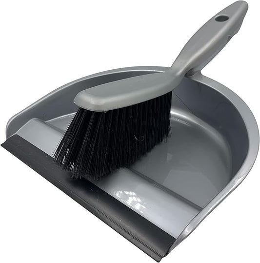 Household Dustpan and Brush Set, Soft Bristle Brush and Plastic Dust Pan (Assorted Colors)