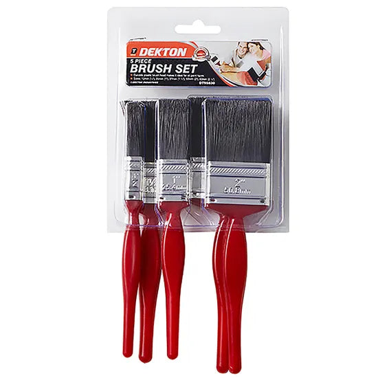 5 Piece Paint Brush Set - Red Size Small to Large