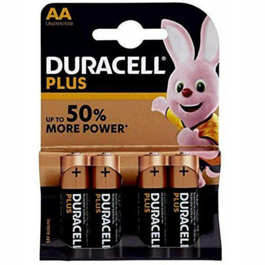 4 pcs Duracell AA Batteries LR6 / MN1500 Plus Power