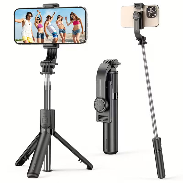 Selfie Stick Tripod, a Telescopic Phone Tripod Stand with a Detachable Remote Control And Phone Holder